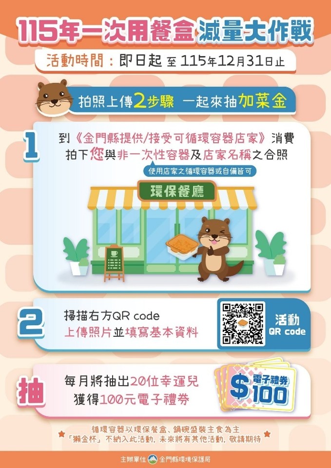115年金門一次用餐盒減量大作戰