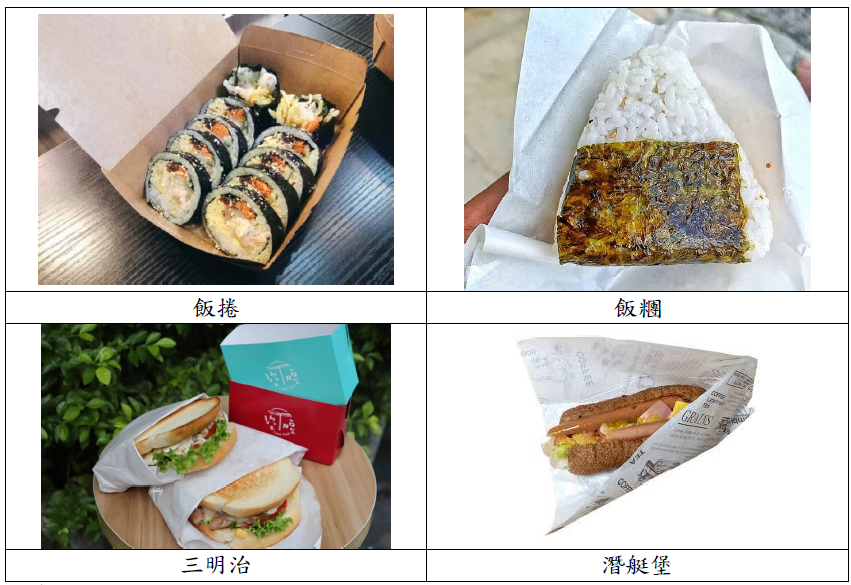 飯捲、飯糰、三明治、潛艇堡(便當以外之替代餐點)