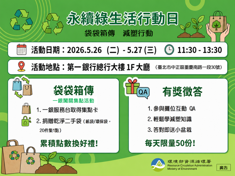 1150526-27第一銀行總行「永續綠生活行動日」設攤宣導袋袋相傳活動圖卡