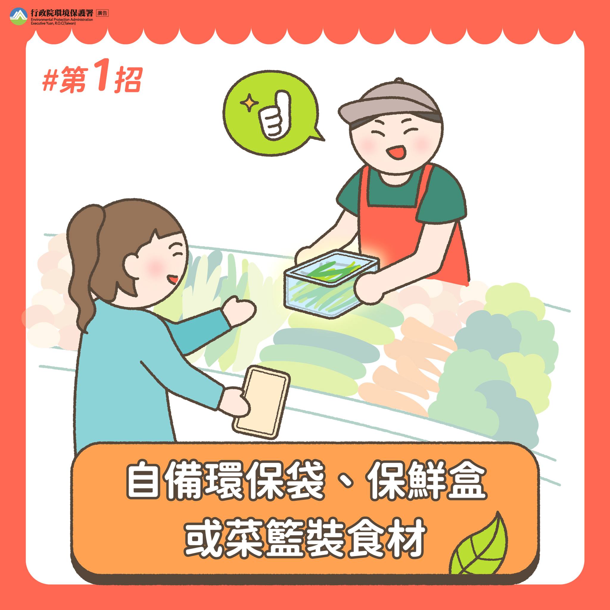 自備環保袋、保鮮盒或菜籃
