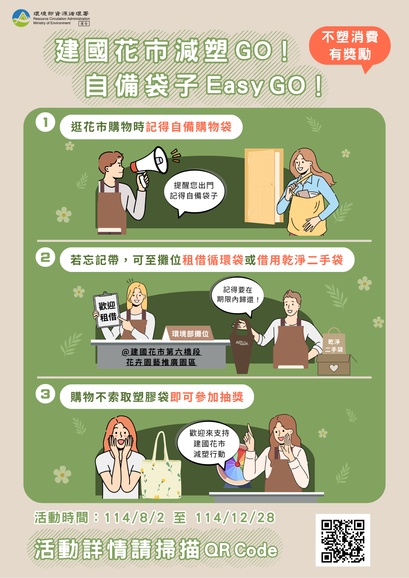 建國花市減塑GO!自備袋子Easy GO!